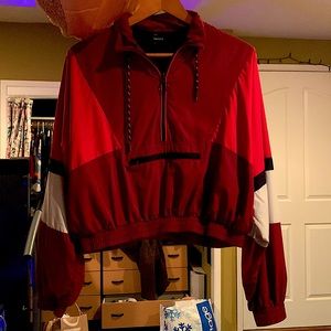 Cropped retro weather proof quarter zip jacket